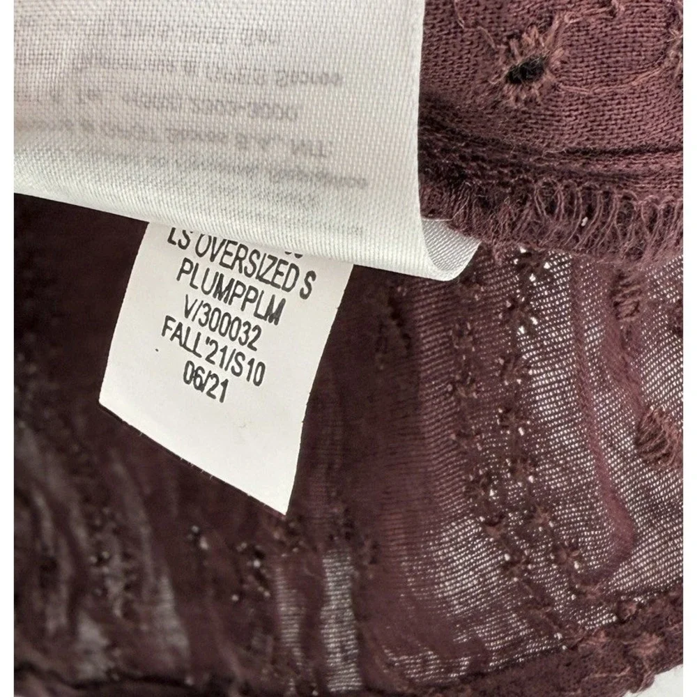 Old Navy Women's Maroon Eyelet Puff Sleeve Blouse XL‎ Boho Peasant Festival